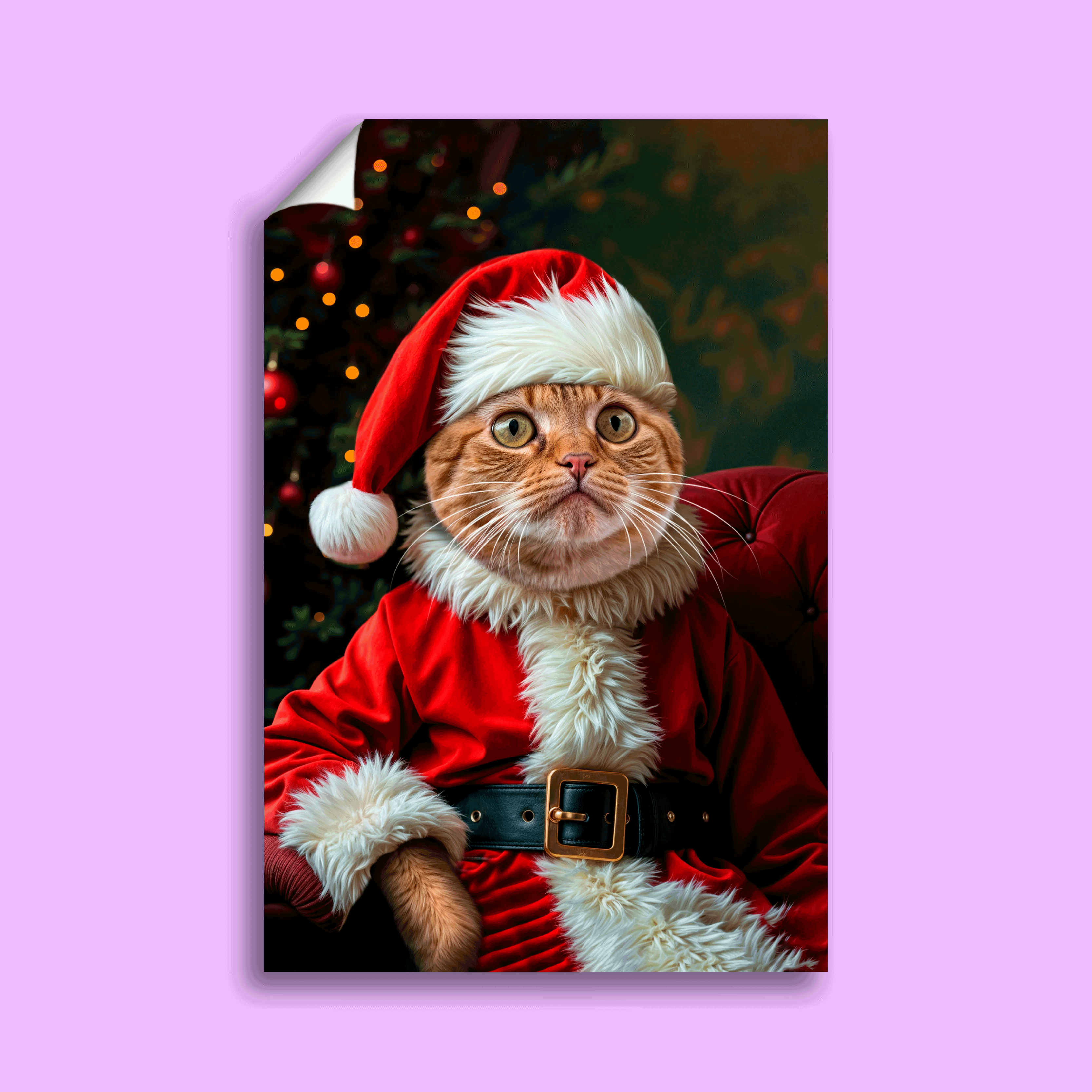 Santa Pet Christmas Portrait – Festive Custom Pet Art
